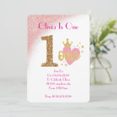 ONE YEAR OLD GIRL BIRTHDAY INVITATION EINLADUNG (Stehend Vorderseite)