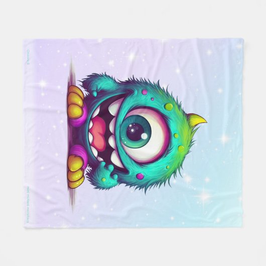 Onecru B ist das einmit Augen fröhliche Minimonste Fleecedecke (Vorderseite (Horizontal))