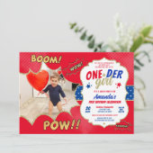 ONEder Girl First Birthday Foto Einladung (Stehend Vorderseite)