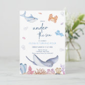 ONEder Sea 1. Geburtstag Party Einladung (Stehend Vorderseite)