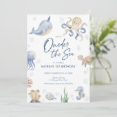 ONEder Sea 1. Geburtstag Party Einladung (Stehend Vorderseite)