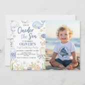 Oneder Sea Animals Boy Birthday Foto Einladung (Vorderseite)