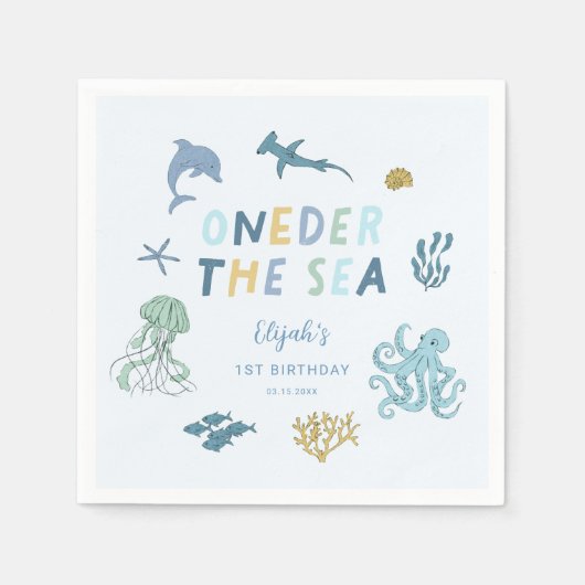 ONEder Sea Boy Birthday Party Serviette (Vorderseite)