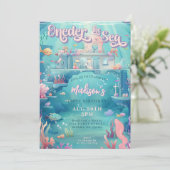 Oneder Sea Mermaid Castle 1. Geburtstag Party Einladung (Stehend Vorderseite)