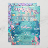 Oneder Sea Mermaid Castle 1. Geburtstag Party Einladung (Vorne/Hinten)