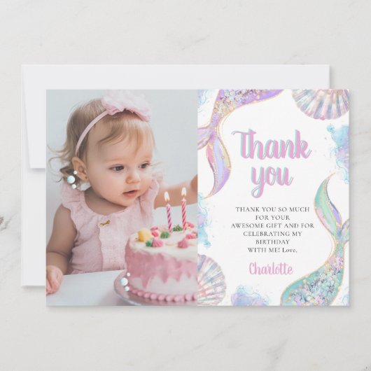 Oneder Sea Mermiad Geburtstag Dankeskarte (Vorderseite)