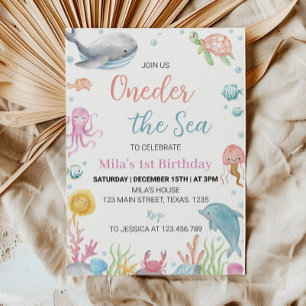 Oneder Sea Pastel zum Geburtstag Einladung