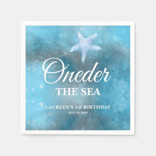 Oneder The Sea 1. Geburtstag Serviette (Vorderseite)