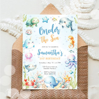 Oneder The Sea 1st Birthday Invitation Einladung
