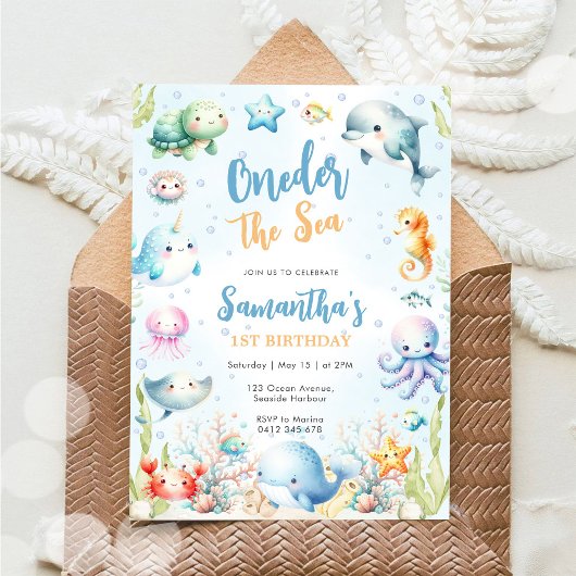 Oneder The Sea 1st Birthday Invitation Einladung