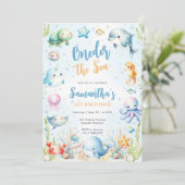 Oneder The Sea 1st Birthday Invitation Einladung (Stehend Vorderseite)