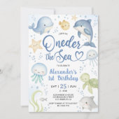 Oneder The Sea 1st Birthday Party Einladung (Vorderseite)