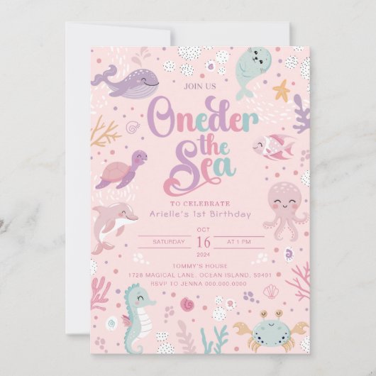 Oneder the Sea Birthday Invitation. Ocean Birthday Einladung (Vorderseite)