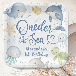 ONEder The Sea Boy 1st Birthday Cute Ocean Pappteller