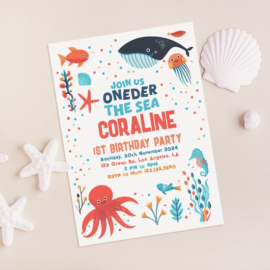 Oneder The Sea First Birthday Invitation Einladung