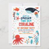 Oneder The Sea First Birthday Invitation Einladung (Vorderseite)