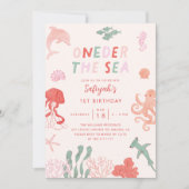 Oneder the Sea Girl 1. Geburtstag Party Einladung (Vorderseite)