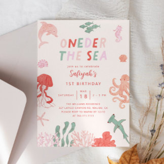 Oneder the Sea Girl 1. Geburtstag Party Einladung