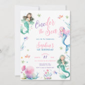 ONEder the Sea Little Mermaid First Birthday Einladung (Vorderseite)