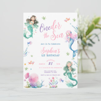 ONEder the Sea Little Mermaid First Birthday Einladung