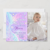 ONEder The Sea Mermaid 1. Geburtstag Foto Einladung (Vorderseite)