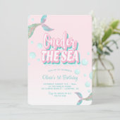 Oneder The Sea Mermaid 1st Birthday Einladung (Stehend Vorderseite)