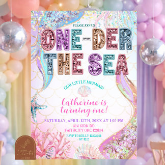 ONEder the sea mermaid 1st birthday invitation Einladung