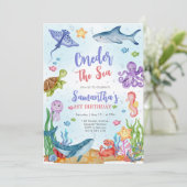 Oneder the Sea Party 1st Birthday Invitation Einladung (Stehend Vorderseite)