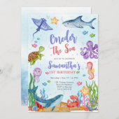 Oneder the Sea Party 1st Birthday Invitation Einladung (Vorne/Hinten)