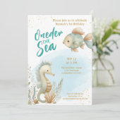 Oneder The Sea Summer Beach First Birthday  Einladung (Stehend Vorderseite)