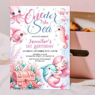 ONEder unter dem Meer! 1. Geburtstag Rosa Süße Oze Einladung
