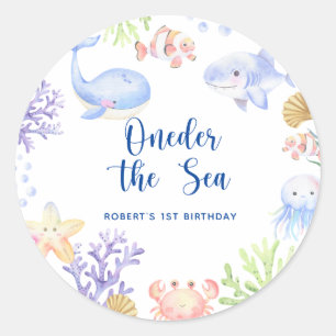 Oneder unter dem Meer 1. Geburtstag unter dem Meer Runder Aufkleber
