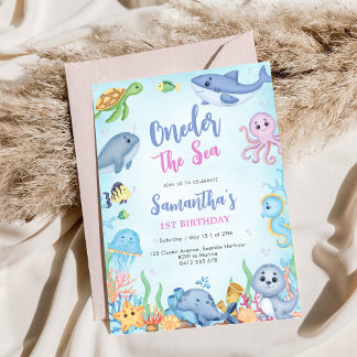Oneder unter dem Meer 1. Geburtstagseinladung Einladung