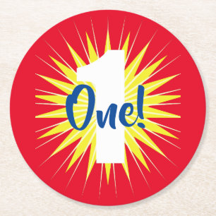 Onedera 1. Geburtstag Party Runder Pappuntersetzer