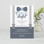 ONEderf Birthday Party Invitation, Bow Krawatte Einladung (Stehend Vorderseite)