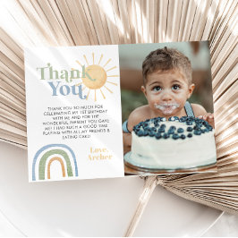 Onederful 1. Birthday Rainbow Foto Dankeskarte