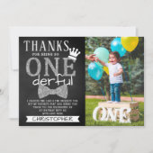 ONEderful 1st Birthday Foto Dankeskarte (Vorderseite)