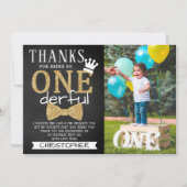 ONEderful 1st Birthday Foto Dankeskarte (Vorderseite)