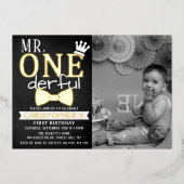 ONEderful 1st Birthday Foto Real Folieneinladung (Vorderseite)