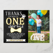 ONEderful 1st Birthday Foto Vielen Dank Folieneinladung (Vorderseite)