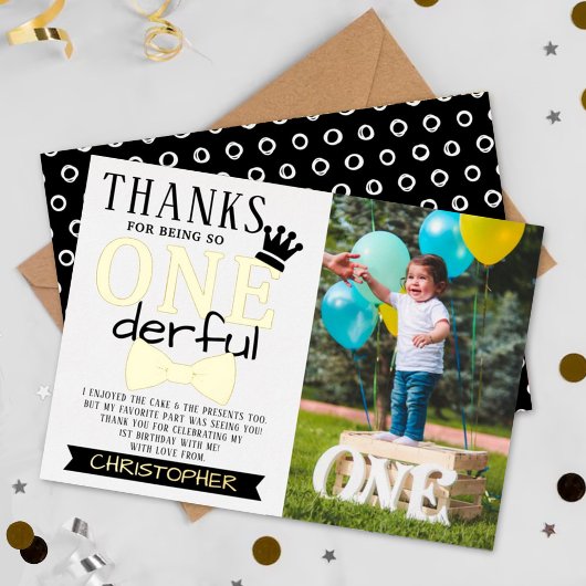 ONEderful 1st Birthday Foto Vielen Dank Folieneinladung