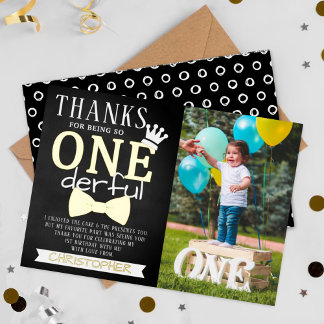 ONEderful 1st Birthday Foto Vielen Dank Folieneinladung