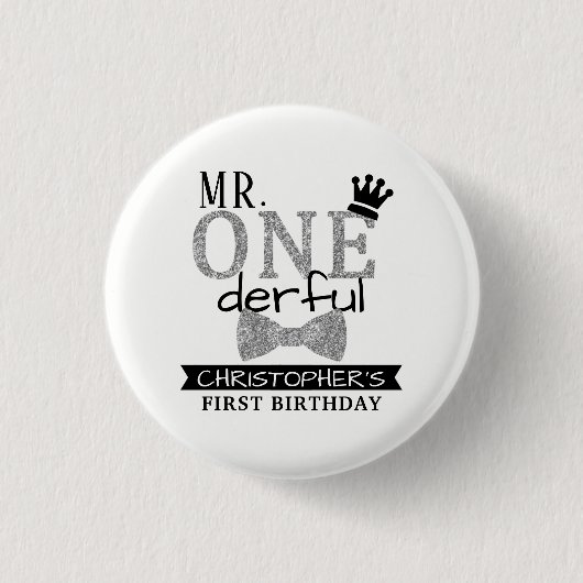 ONEderful 1st Birthday Gastgeschenk Button (Vorderseite)