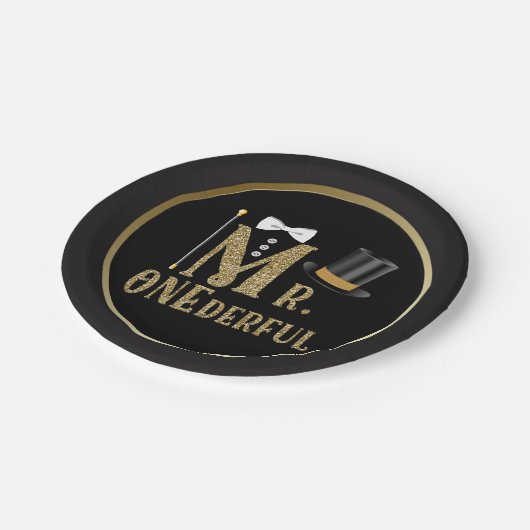 ONEderful 1st Birthday Paper Tellers Pappteller (Schrägansicht)