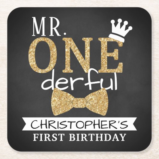 ONEderful 1st Birthday Party Rechteckiger Pappuntersetzer (Vorderseite)