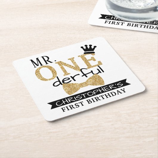 ONEderful 1st Birthday Party Rechteckiger Pappuntersetzer (angewinkelt)