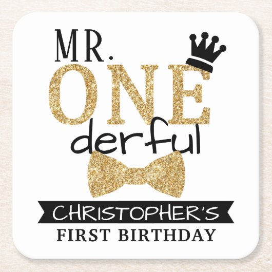ONEderful 1st Birthday Party Rechteckiger Pappuntersetzer (Vorderseite)