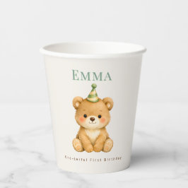 Onederful Bear First Birthday Paper Cups Pappbecher