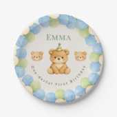 Onederful Bear First Birthday Paper Plates Pappteller (Vorderseite)