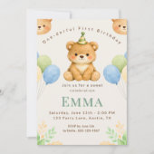 Onederful Bear First Birthday Party Invitation Einladung (Vorderseite)